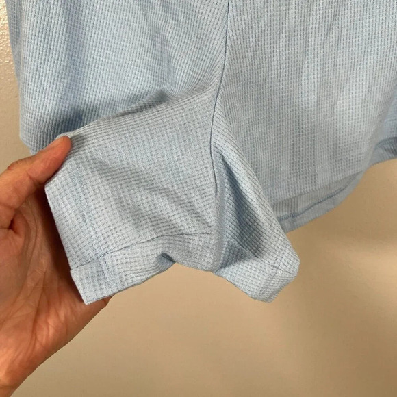 Athleta Wind Down Sleep Short Waffle Knit Size 1X Blue Lounge Comfy Soft Travel - Picture 5 of 8